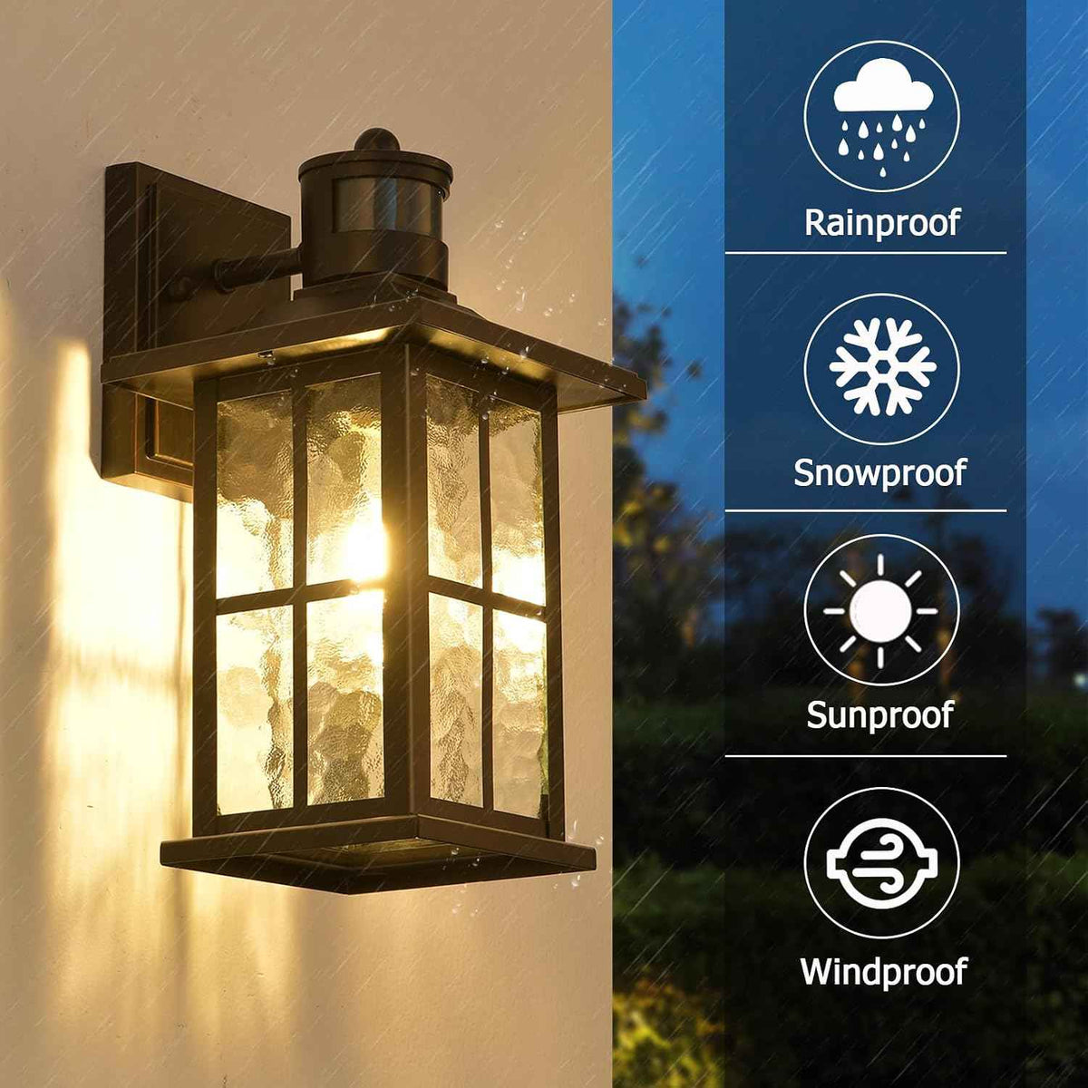 FLEDAVID Motion Sensor Porch Light Black Dusk to Dawn Outdoor Wall Lantern | Exterior Sconce Lighting Fixtures Modern Outside Wall Mount Coach Lamp for House Garage Patio Front Door