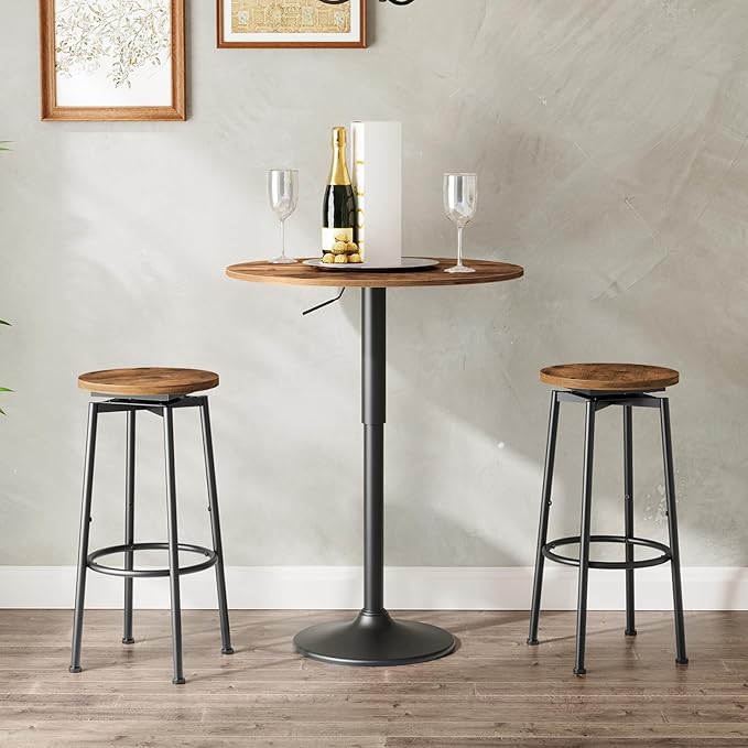 HOOBRO Bar Stools, Swivel Bar Stools Set of 2, 24.9" Round Bar Chairs, Backless - Image 2