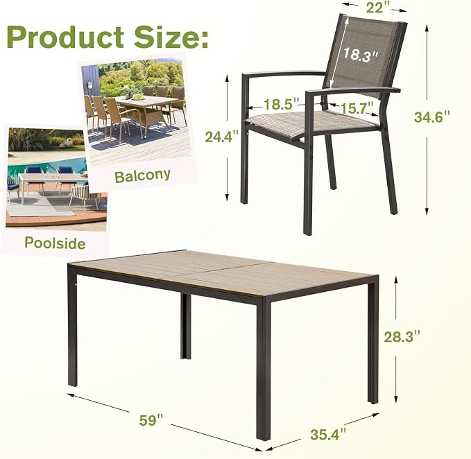 Homall Patio Dining Set 7 Pieces Outdoor Furniture - Image 7