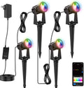 Ligency Smart Low Voltage Landscape Lights, 4-Pack RGBW Color Changing | Outdoor Spotlights, Alexa & Google Control, IP65 Waterproof, For Trees, Garden, Yard, Pathway & Holiday