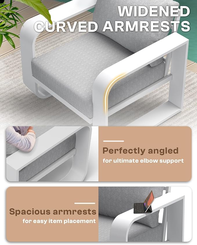 Aluminum Outdoor Patio Furniture Set, 4 Piece Oversized Patio Conversation Sets - Image 2