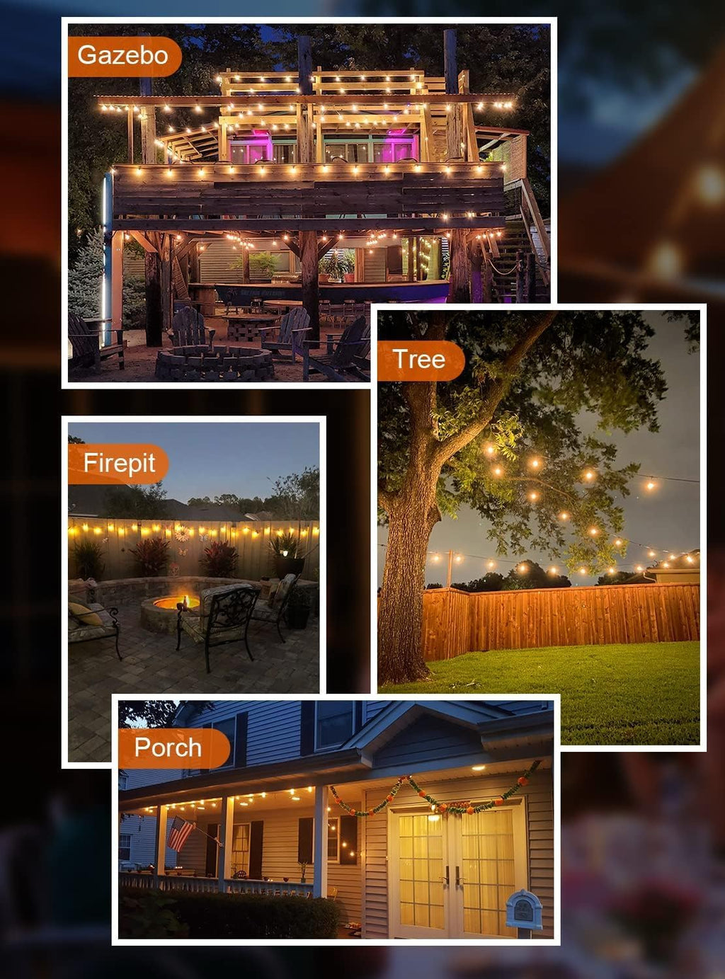 GPATIO Outdoor String Lights, 100FT ST38 Bulbs Shatterproof Patio Lights, Waterproof Dimmable Outside Hanging Light, Connectable LED Outdoor Lights for Backyard, Porch, Party, Garden, Home Decor