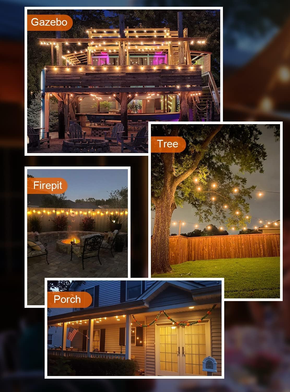 GPATIO Outdoor String Lights, 100FT ST38 Bulbs Shatterproof Patio Lights, Waterproof Dimmable Outside Hanging Light, Connectable LED Outdoor Lights for Backyard, Porch, Party, Garden, Home Decor