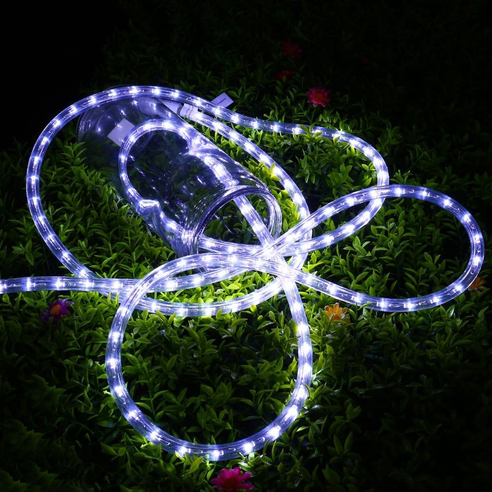 Brizled Cool White Rope Lights Connectable, 18ft 216 LED Rope Light Outdoor | 120V ETL Certificated Plugin Christmas Tube Light; Indoor Outdoor Clear PVC Tube Waterproof for Tree Patio Xmas Camping Decor