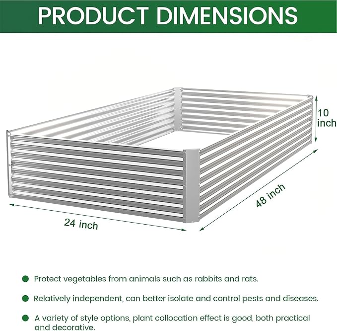 4 Pack Raised Beds for Gardening, Corrugated Galvanized Steel Raised Garden Bed - Image 2