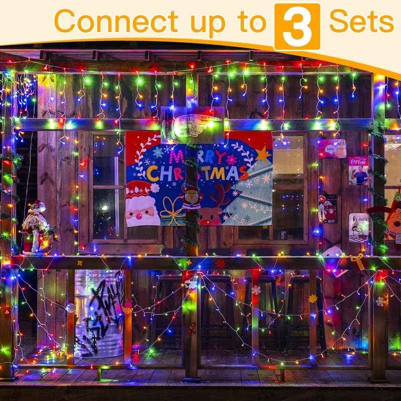 Ollny Icicle Lights for Outside 504LED 41FT, Multicolor Christmas Light with Remote 8Modes Timers Waterproof, Plug in Connectable Hanging Lights for Outdoor Indoor House Roof Holiday