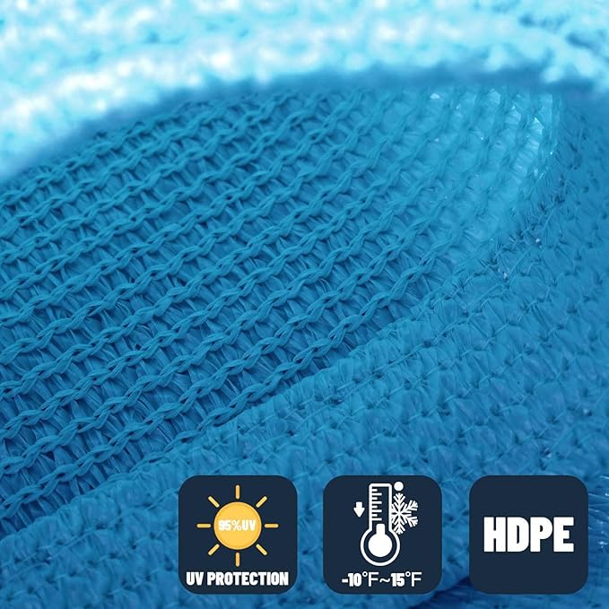 SUNNY GUARD Custom Size 5'x7' Turquoise Blue Sun Shade Sail Rectangle UV Block - Image 4