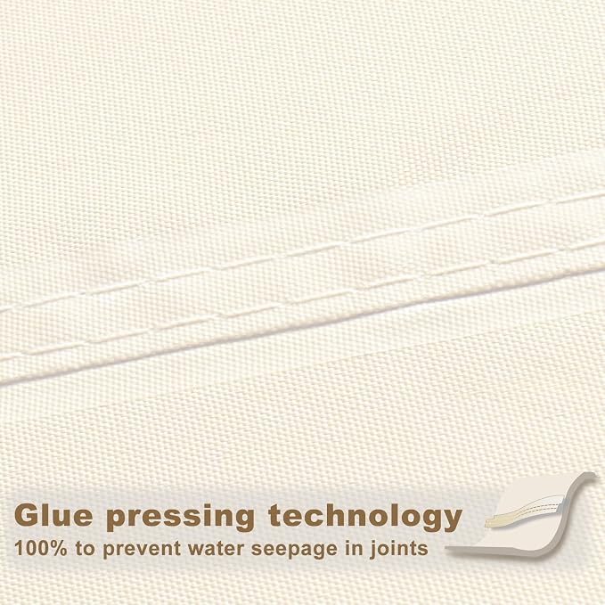 SUNNY GUARD Waterproof Sun Shade Sail 17'x17'x17' Cream Triangle UV Block - Image 3