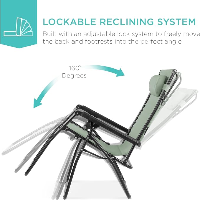 Best Choice Products Folding Zero Gravity Outdoor Recliner Patio Lounge Chair - Image 3