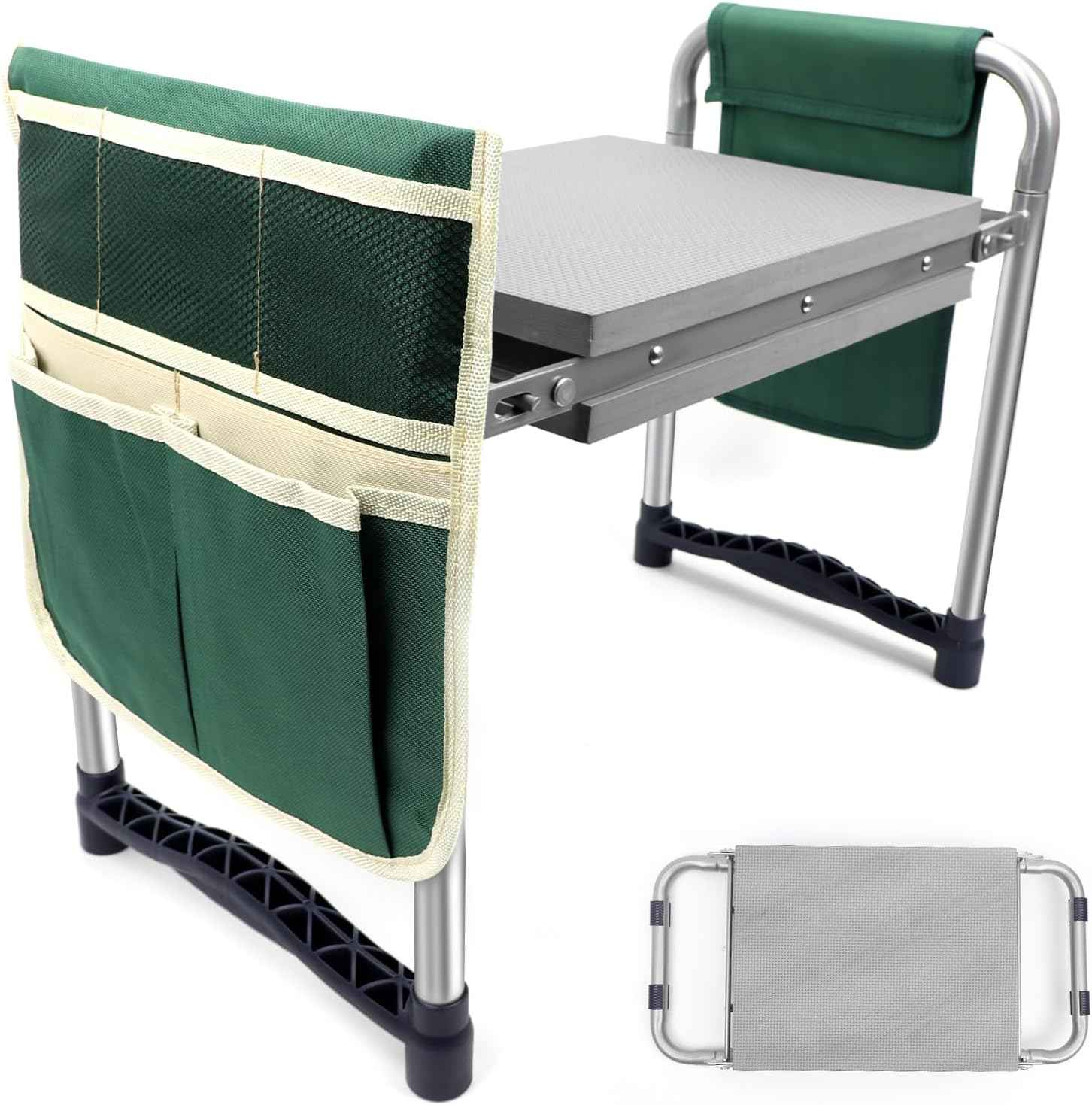 Garden Kneeler and Seat with 11.5" Wide Pad, Foldable Garden Stool with 2 Tool Bags, Heavy Duty Garden Kneeler for Gardening, Women, Horticulturist
