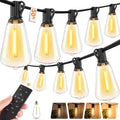 Hotsonic Remote Control Outdoor String Lights Waterproof, 50FT LED Outside Lights with Shatterproof Bulbs, Dimmable Hanging Lights 3 Modes for Patio Porch Garden Pergola Yard House Bistro Party Decors
