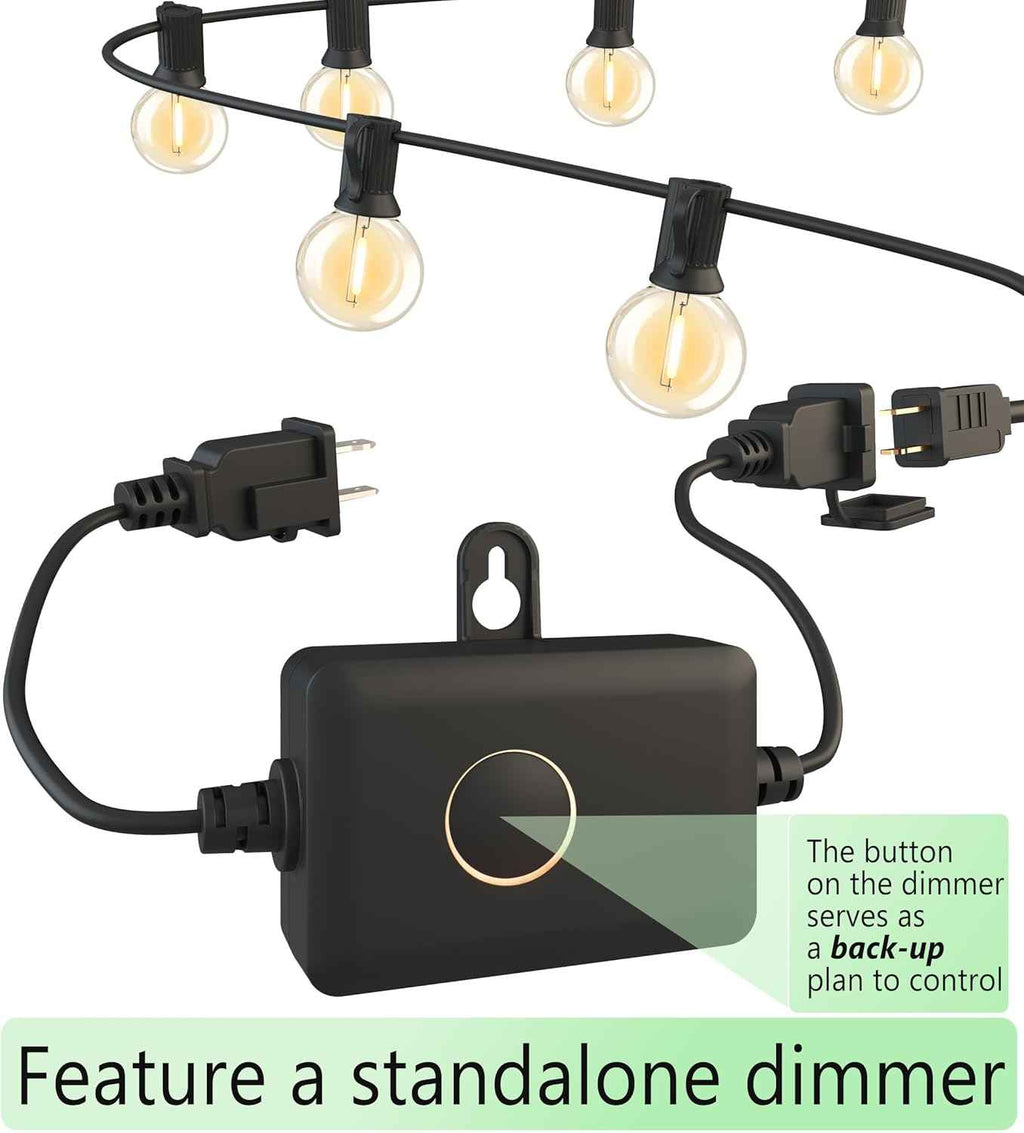 Outdoor String Lights Waterproof 75FT (1FT Bulbs Spacing) Remote for Patio | Connectable Outside Lighting Remote Dimmable,3 Modes,Timmer with 75 Plastic Globe Bulb for Backyard Bistro Porch Garden Fence