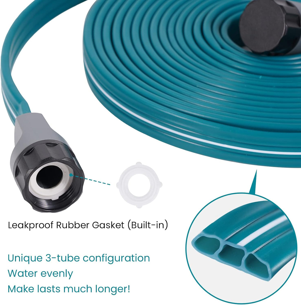 LINEX Sprinkler Soaker Hose 25 ft for Garden Lawn Watering Hose with Hose Stakes