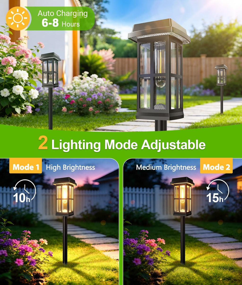 Ahaorigin 8 Pack Solar Pathway Lights Outdoor, 2 Lighting Modes Waterproof Solar Lights Outdoor, Brighter Up to 15Hrs Outdoor Path Lights for Yard Garden Walkway Driveway Sidewalk