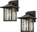 Outdoor Wall Lights Exterior, Front Porch Lights, Wall Sconce Wall Mount, Waterproof Wall Lantern with Water Ripple Glass, Black Lighting Fixtures for Garage, Patio House-2 Packs