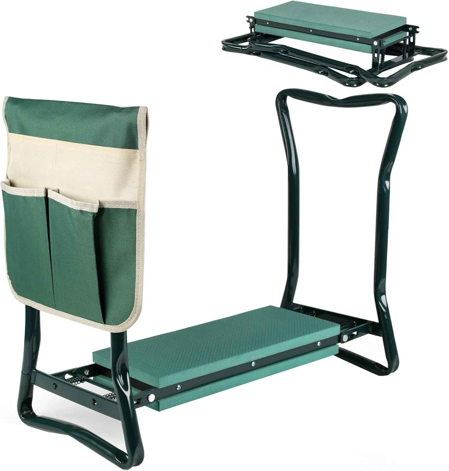 Roixeeds Garden Kneeler and Seat Foldable Gardening Bench Stool with Tool Bag Pouch EVA Foam Pad Outdoor Practical Garden Tools for Kneeling and Sitting Sturdy and Lightweight, Green