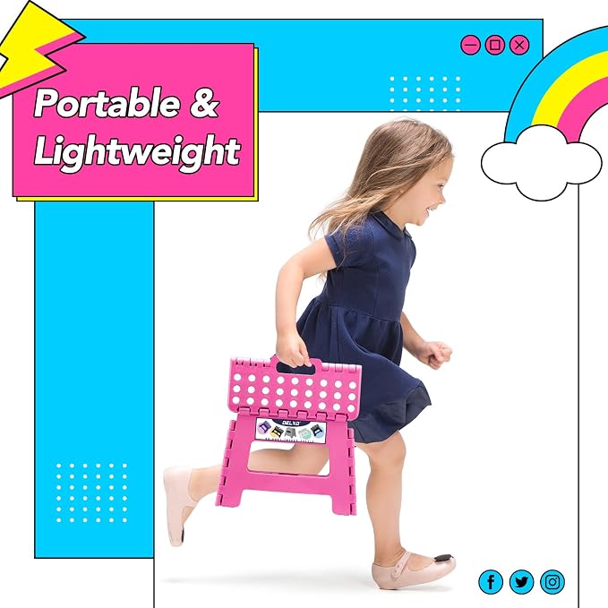 Delxo Folding Step Stool 9 inch Non-Slip Foldable Stools Up to 300 LBS Kids - Image 6