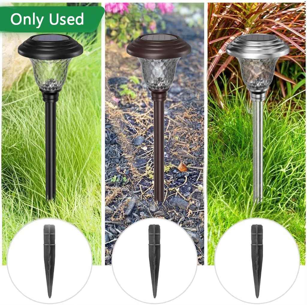 Beau Jardin 8 Pcs Plastic Ground Replacement Spikes Stakes for 0.82-0.86 inch Diameter Connecting Pole of Solar Pathway Lights Torch Lights Garden Lights for Yard Patio Walkway Landscape 5 inch Tall