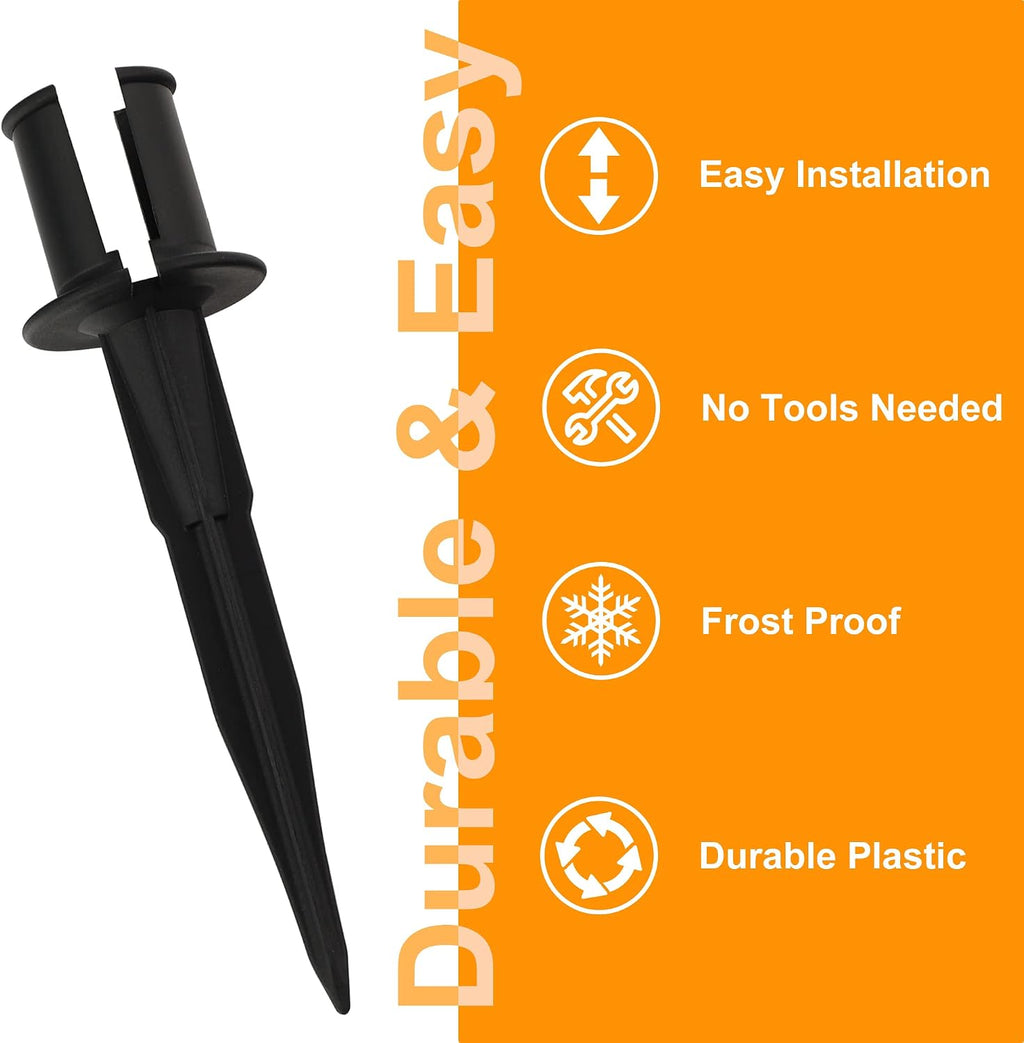TIORIY 25 Pack 6 Inch Christmas Light Stakes - for C7 C9 Pathway String Lights Outdoor, Durable Plastic Lights Stakes, Use on Yard Garden Lawn Patio Path Walkway Decorations (25, Black)