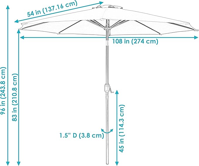 Sunnydaze Outdoor Patio Umbrella - Image 3