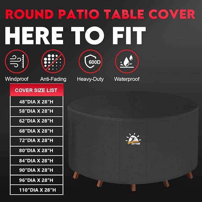 Zettum Round Patio Table Cover 58 Inch - Image 5