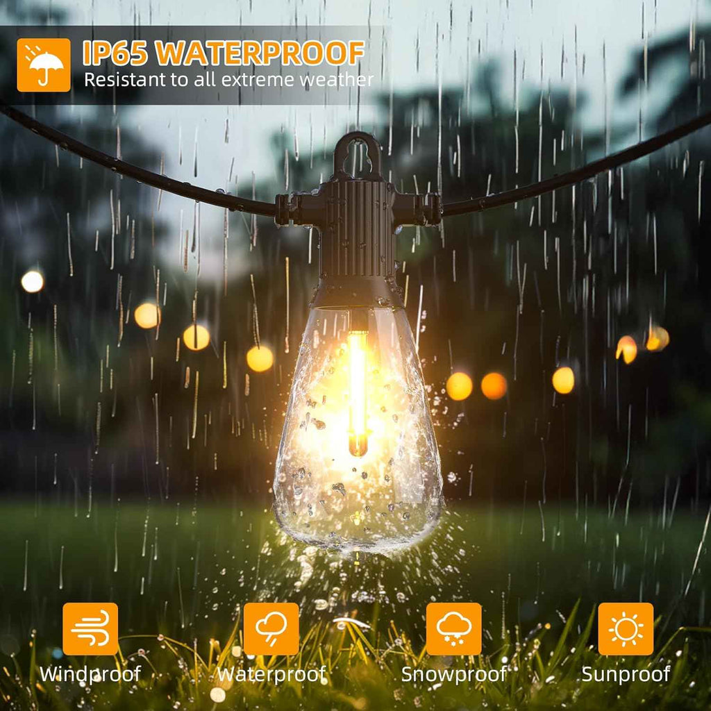 ST38 LED Outdoor String Lights, 240FT Waterproof IP65 Hanging Patio Lights | 120+4 Shatterproof ST38 Bulbs, Waterproof IP65, 2700K Warm White, Dimmable, Perfect for Patio Backyard Gazebo Bistro Garden