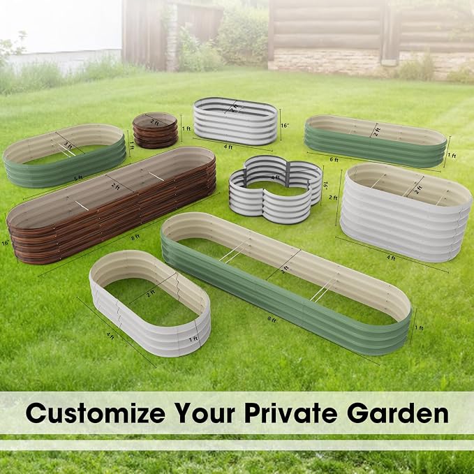 4x2ft Oval Galvanized Raised Garden Bed Kits 16" Tall Outdoor Large Metal - Image 6