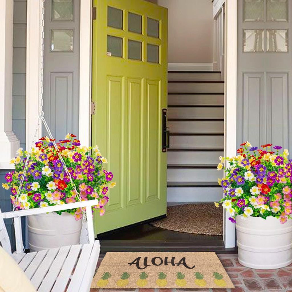 Ouddy Decor 24 Bundles Artificial Silk Flowers for Outdoors, Mixed Color | Realistic fake plants, faux greenery, UV resistant, indoor outside garden porch window box planter office table home decor