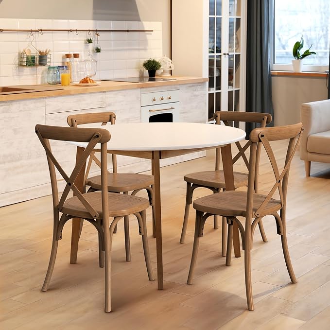 VINGLI Plastic Outdoor Dining Chairs Set of 4, Stackable Patio Farmhouse Brown - Image 4
