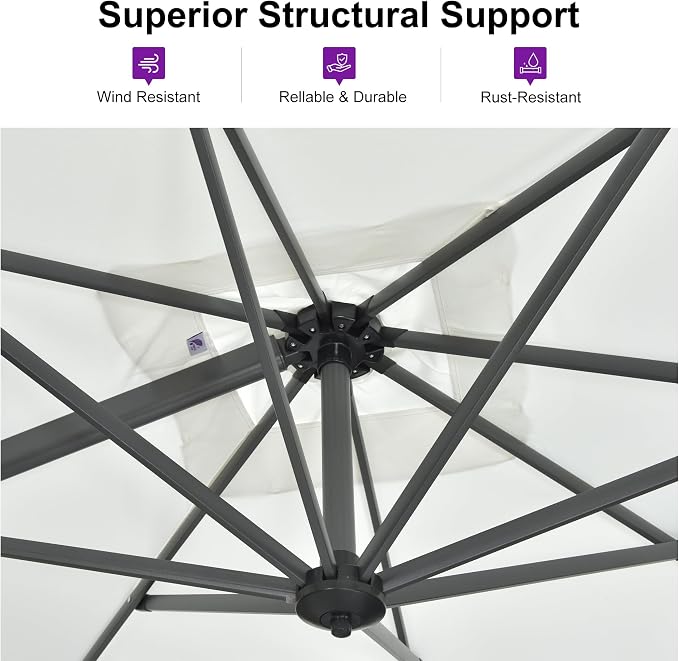 PURPLE LEAF 9 Feet Patio Umbrella Outdoor Cantilever Square Umbrella Aluminum - Image 4