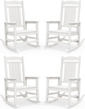 SERWALL Outdoor Rocking Chairs Set of 4, Oversized HDPE Porch Rockers by SERWALL