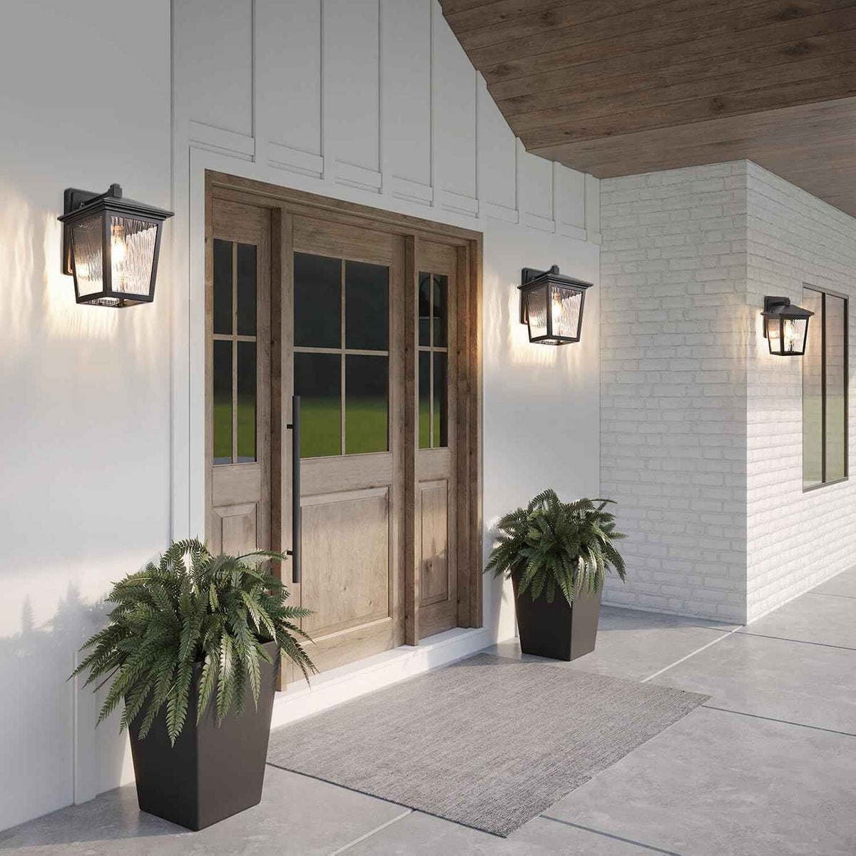 Black Outdoor Wall Sconce Anti-Rust Wall Light Fixture Water Glass