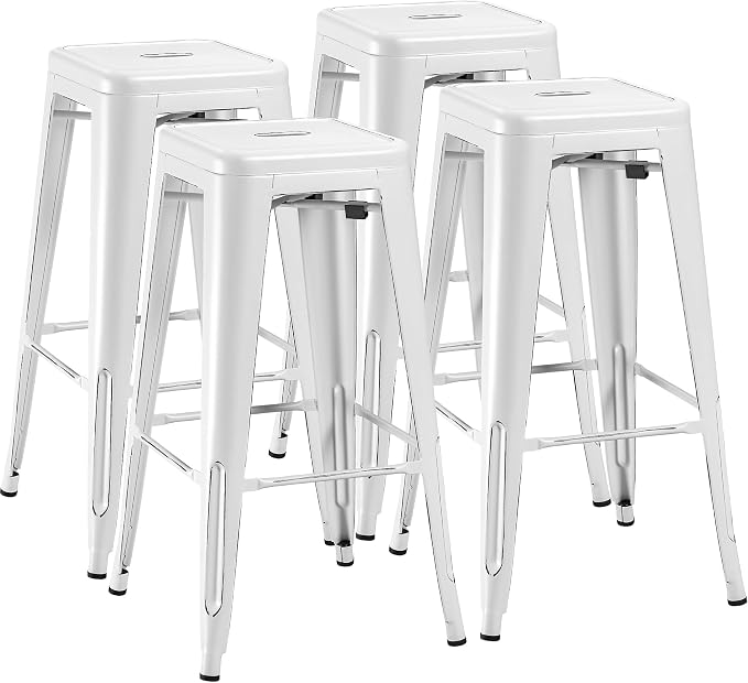 Furmax 30 Inch Metal Bar Stools Set of 4, Counter Height Backless Stools by Furmax