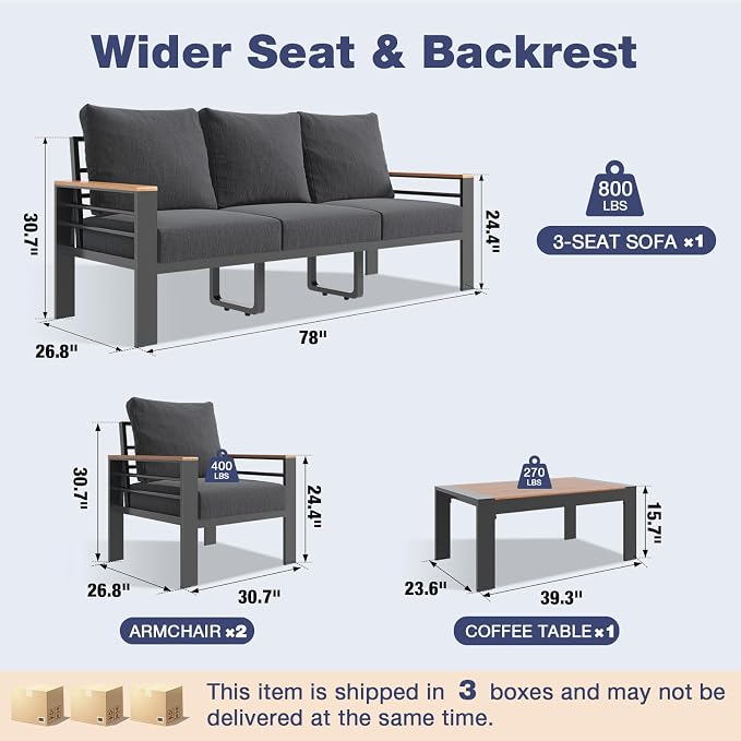 Aoxun Aluminum Patio Furniture Set - Image 7