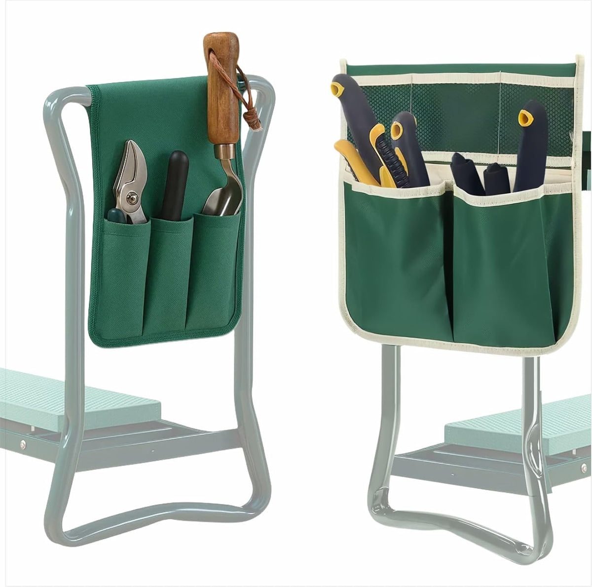 COCO Garden Pouches for Kneeler - 2 Pack Outdoor Gardening Stool Pouch, Workseat Storage Tote Hanging Organizer, Heavy-Duty 600D Oxford Cloth Tool Bag