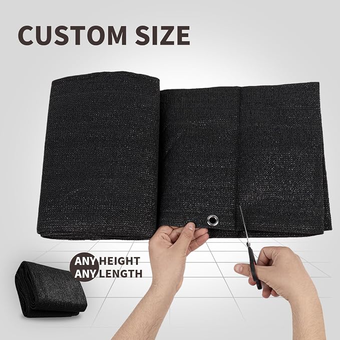 LOVE STORY Custom Size 2'6''x8' Black Balcony Privacy Screen, UV Block Privacy - Image 2