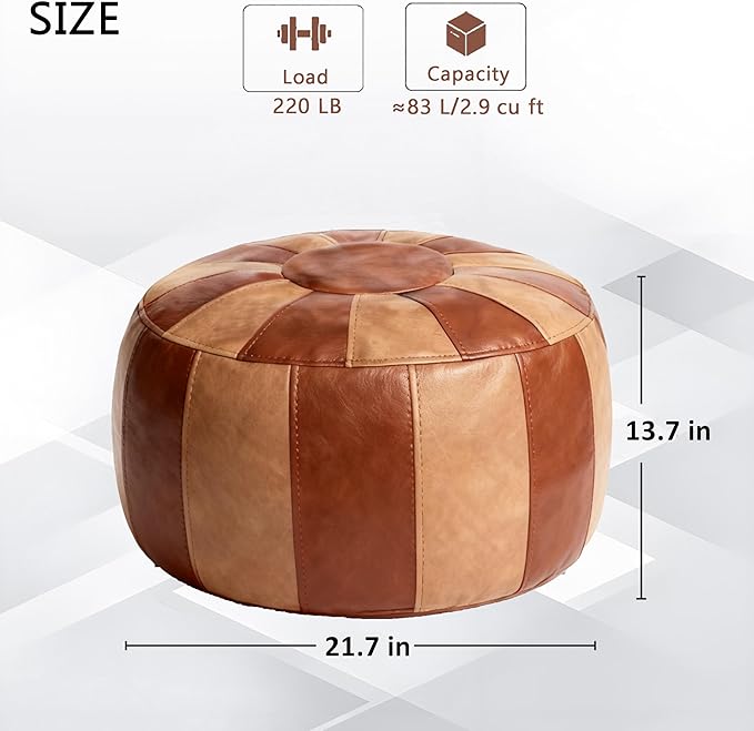 Thgonwid Unstuffed Moroccan Storage Pouf Foot Stool Ottoman Seat Handmade Faux - Image 3