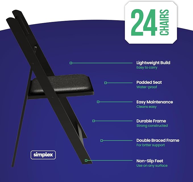 SIMPLEX 24 Black Resin Stackable Folding Chair - Image 2