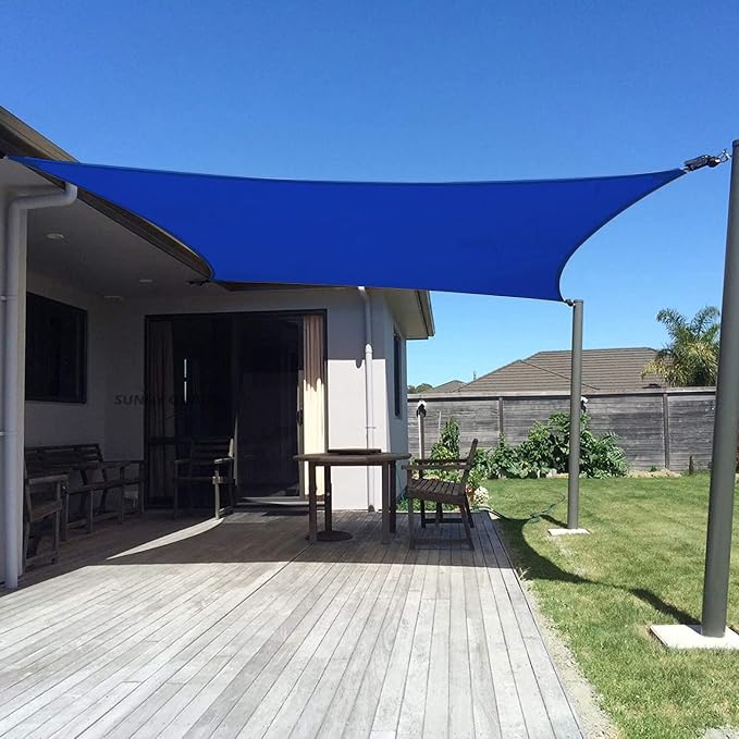 SUNNY GUARD Sun Shade Sail 7' X 13' Rectangle Blue UV Block Sunshade by SUNNYGUARD