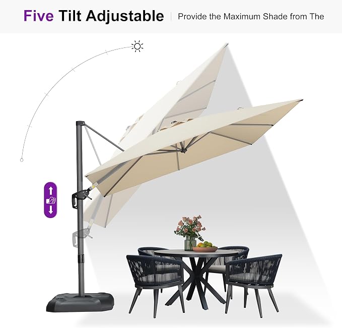 PURPLE LEAF 9 Feet Patio Umbrella Outdoor Cantilever Square Umbrella Aluminum - Image 5