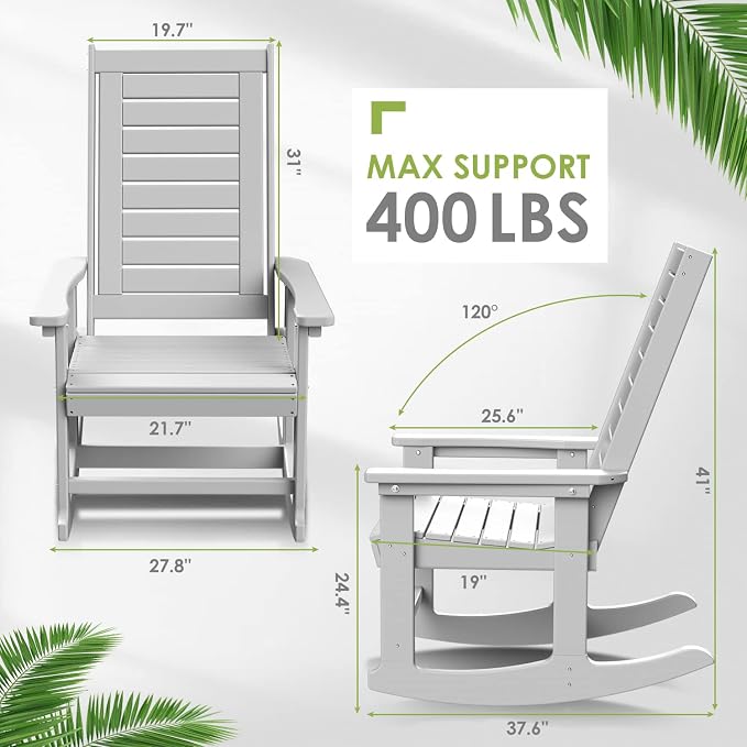 GREENVINES Outdoor Rocking Chair Set | 3-Piece | 2 Rocking Chairs - Image 3