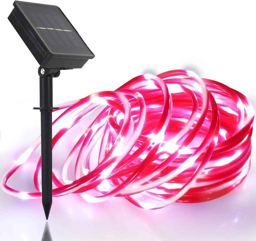 Honche Solar Rope Light 33FT 100L Outdoor Candy Cane Rope Lights Weatherproof for Terrace Tree Fence Patio Garden Yard Home Wedding Birthday Vacation Holiday Christmas Decor(Candy)