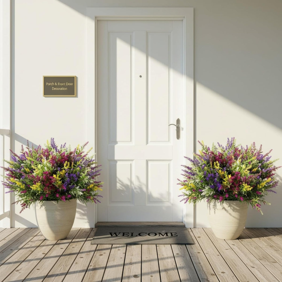 Xinnun 24 Bundles Artificial Flowers for Outdoors Faux Lavender Plants for Window Boxes Fake Plants Monkey Grass UV Resistant Plastic Shrubs Greenery for Home Garden Patio Front Porch Courtyard Decor