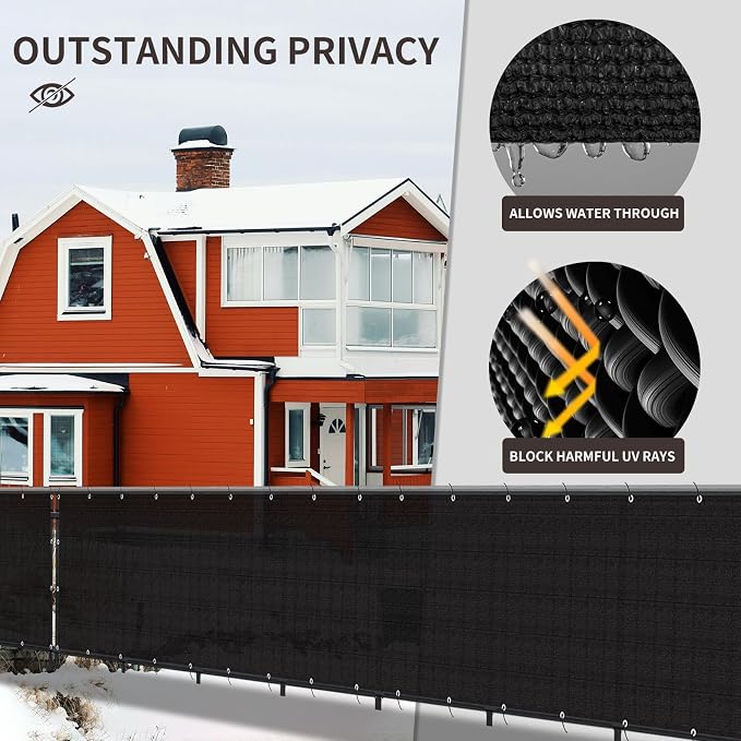 LOVE STORY Custom Size 2'6''x8' Black Balcony Privacy Screen, UV Block Privacy - Image 4