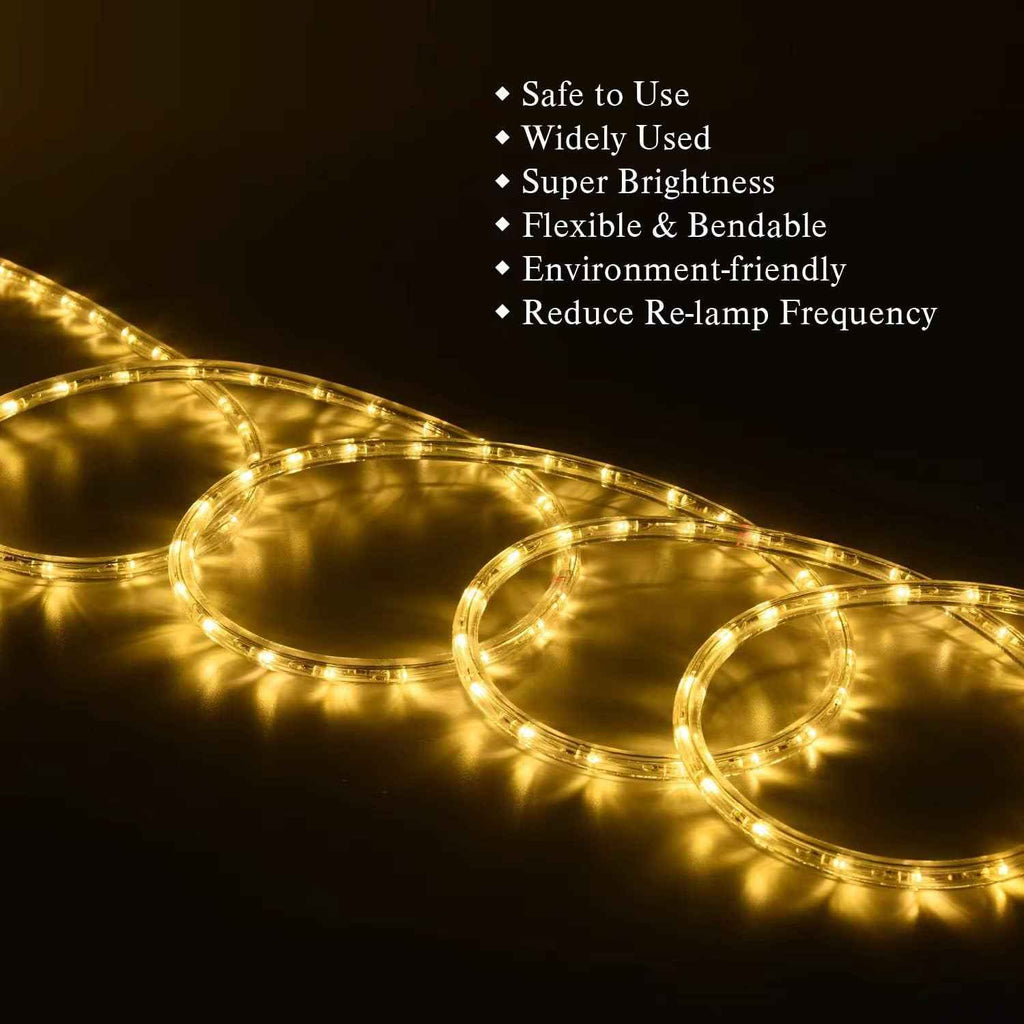 40ft LED Rope Lights Outdoor Warm White, Connectable, Waterproof 110V 432LED Flexible LED Rope Lighting for Walkways, Patios, Gardens, Fences, Porches,Indoor Outdoor Decoration