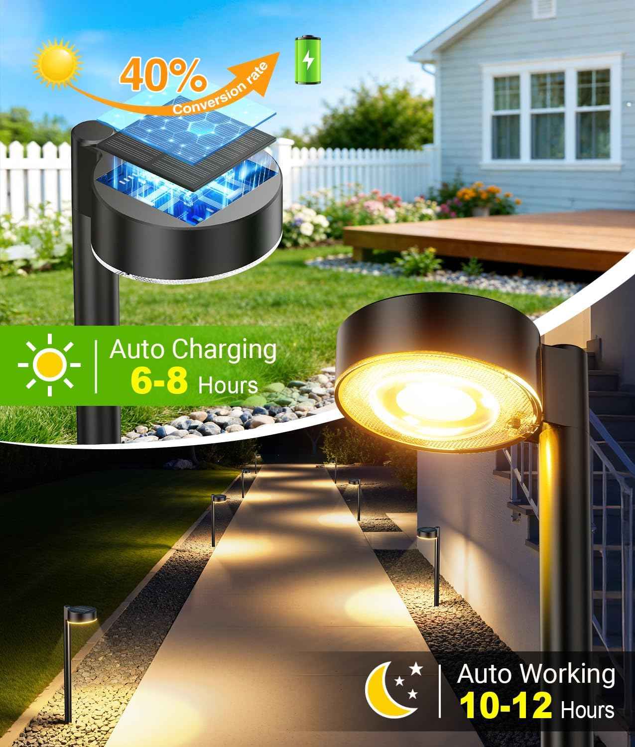 ELECLINK 12 Pack Solar Pathway Lights Outdoor, Solar Powered Landscape Path Light with Larger LED Lens, Brighter Up to 12 Hrs Waterproof Outdoor Solar Light for Yard Garden Walkway Driveway Sidewalk