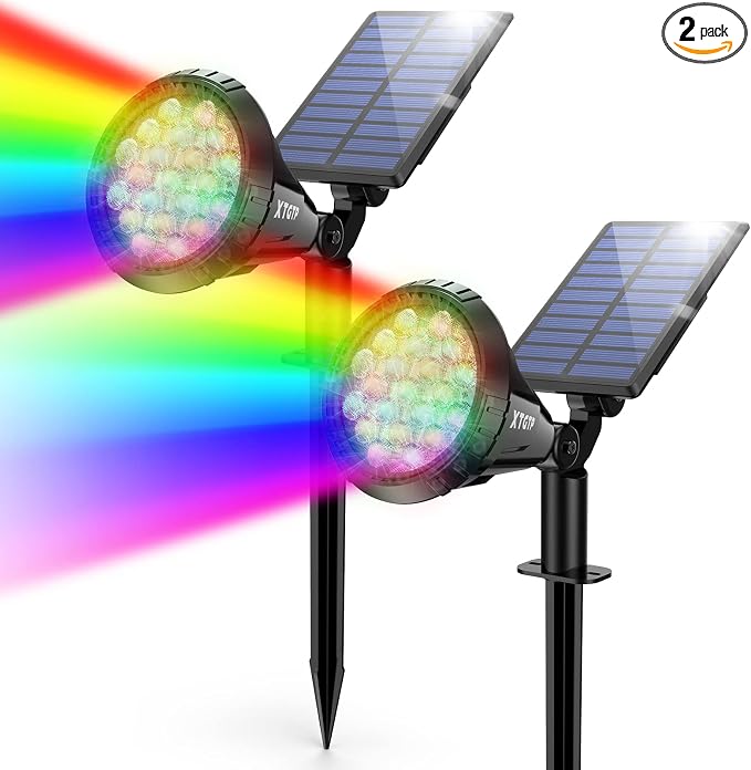 Solar Color Spot Lights Outdoor, 21 LEDs Color Changing Outdoor Lights by XTGTP
