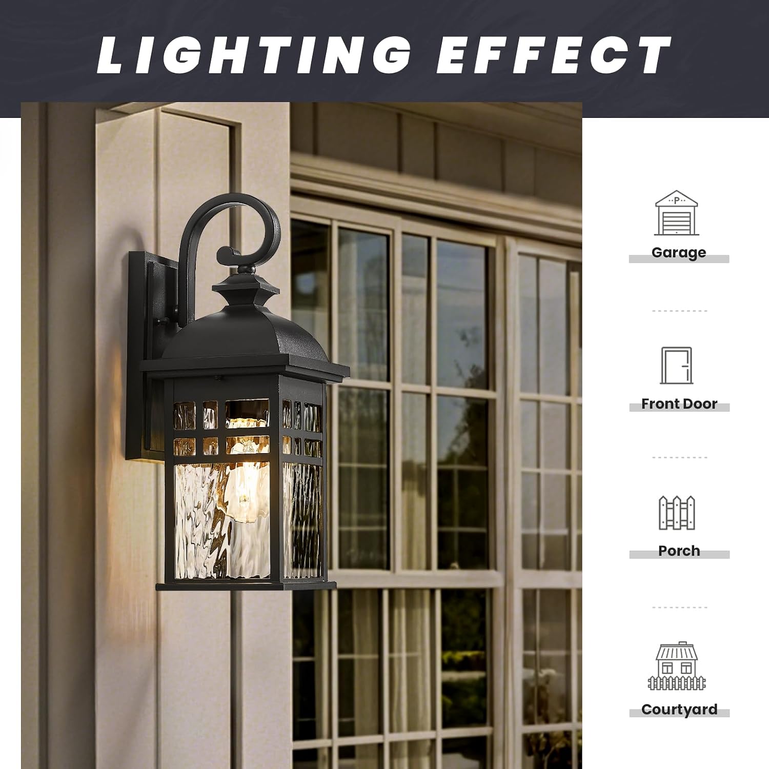 Outdoor Wall Lights Black Outdoor Porch Lights wall Mount | Waterproof, Anti-Rust Outdoor Wall Sconce for House Garage Porch, 15 Inch Height , E26 Socket
