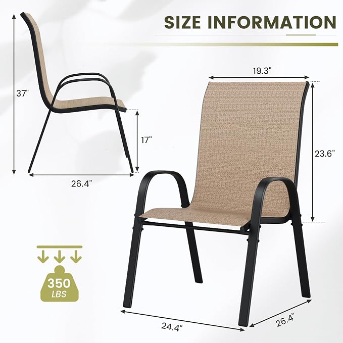 UDPATIO Patio Chairs Set of 8, Stackable Outdoor Dining Chairs - Image 3