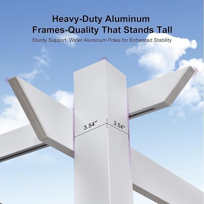 PURPLE LEAF 10' x 13' Patio Aluminum Pergola Outdoor White Heavy-Duty - Image 5